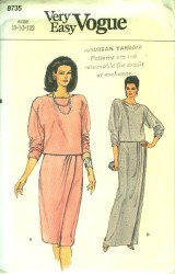 8735 EZ VOGUE LOOSE PULLOVER LS TOP,  WRAP SKIRT LENGTHS PATTERN 8-12 UNCUT